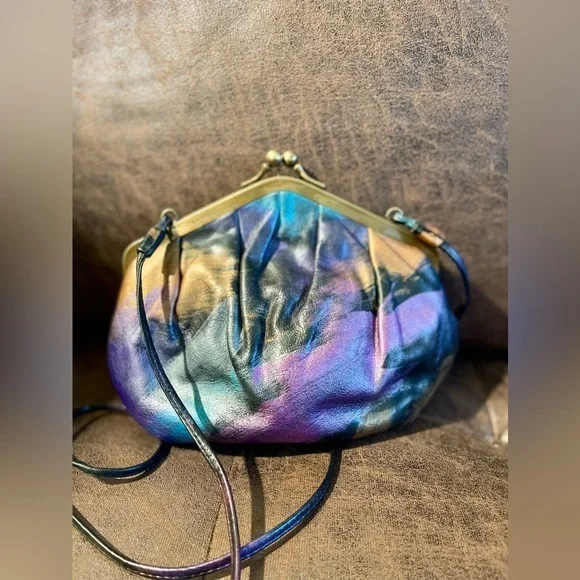 Fancy Nancy Painted Leather Bag Purse Crossbody Purple Vintage 80s USA‎ - Picture 4 of 14